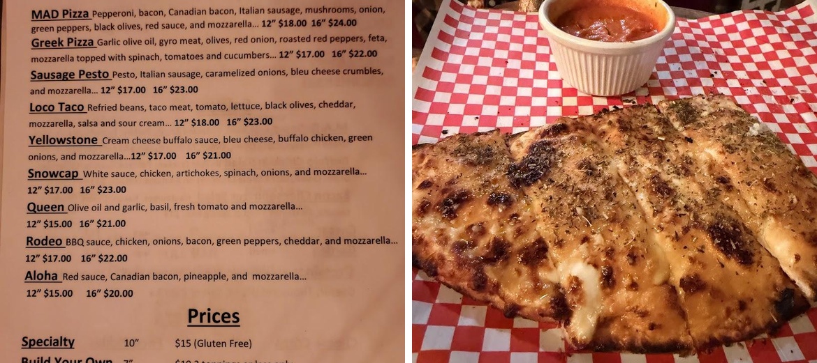 M.A.D. Pizza Menu