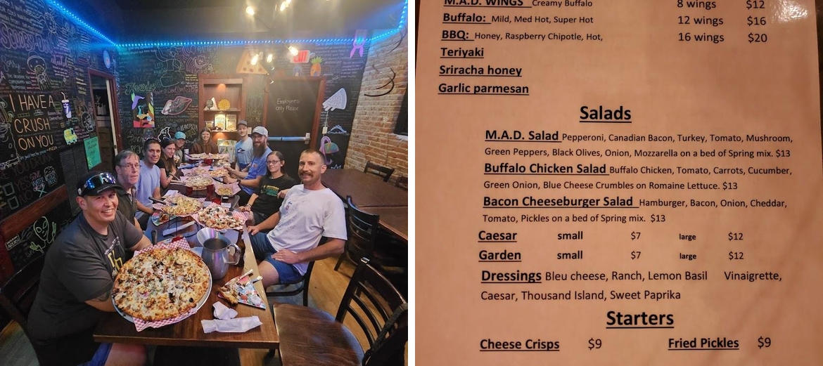 M.A.D. Pizza Menu