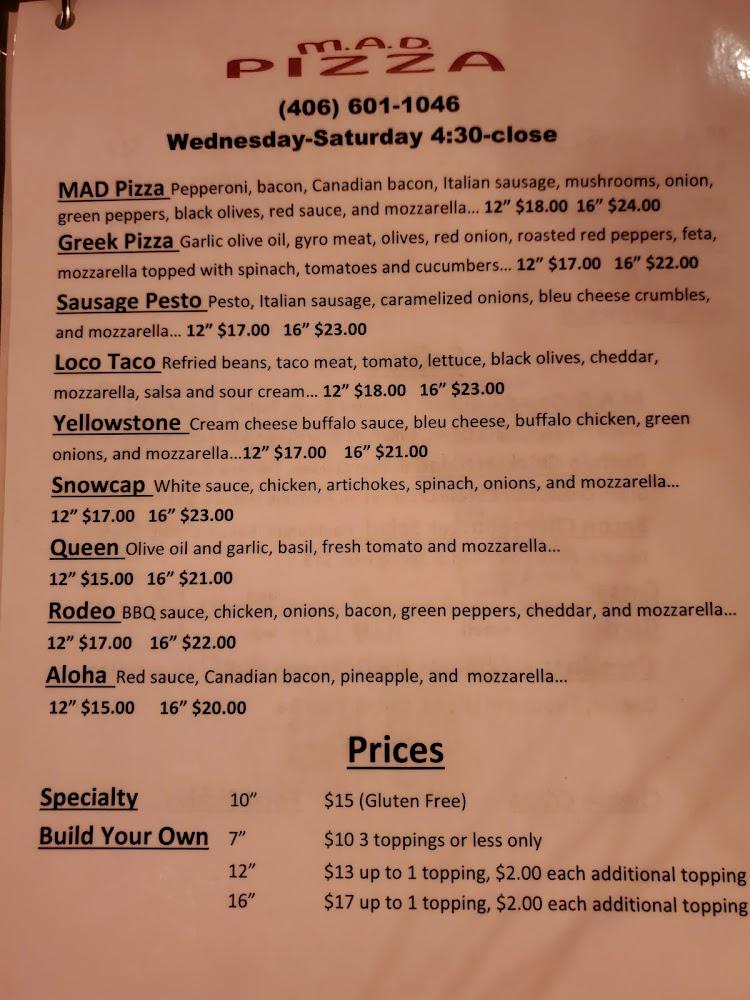 M.A.D. Pizza Menu image 1